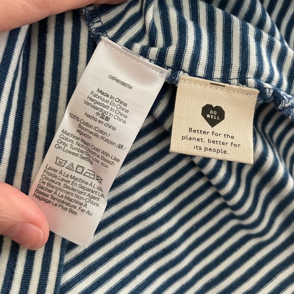 Madewell Blue and White Striped Oversized Cotton Scoopneck Tee Size Small - Picture 2 of 4